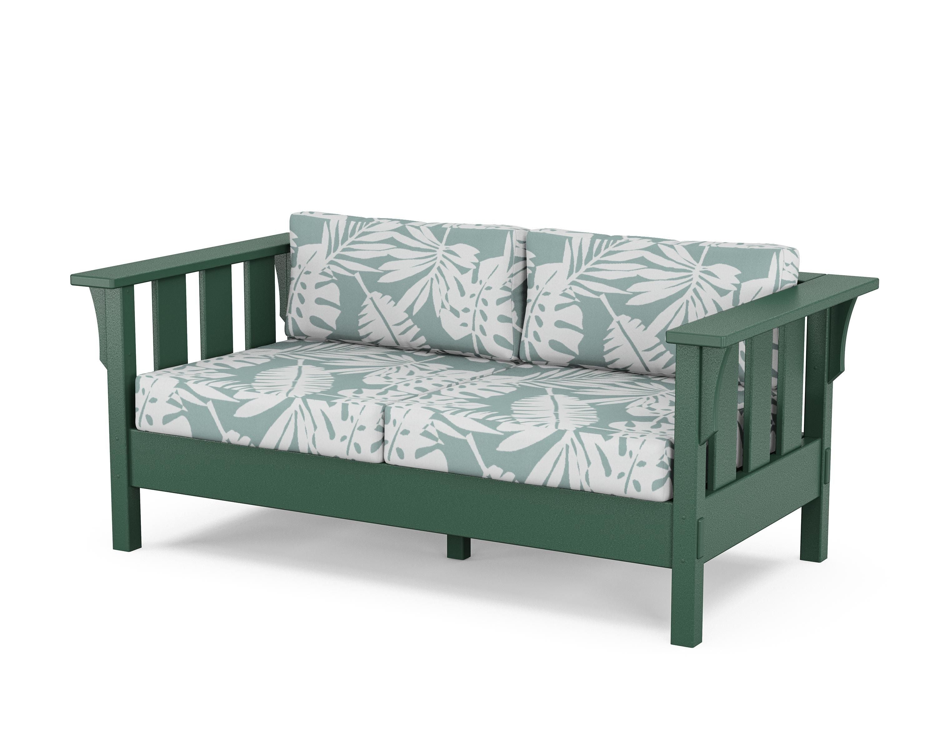 Martha Stewart by POLYWOOD® Acadia Deep Seating Loveseat in Green / Leaf Glacier Spa