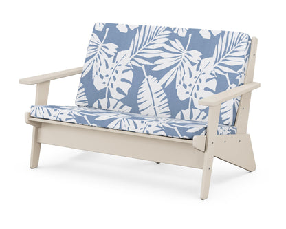 POLYWOOD® Riviera Modern Lounge Loveseat in Sand / Leaf Sky Blue