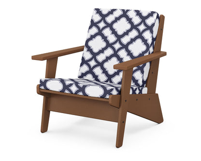 POLYWOOD® Riviera Modern Lounge Chair in Teak / Trellis Navy