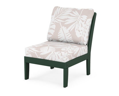 POLYWOOD® Braxton Modular Armless Chair in Green / Leaf Dune Burlap