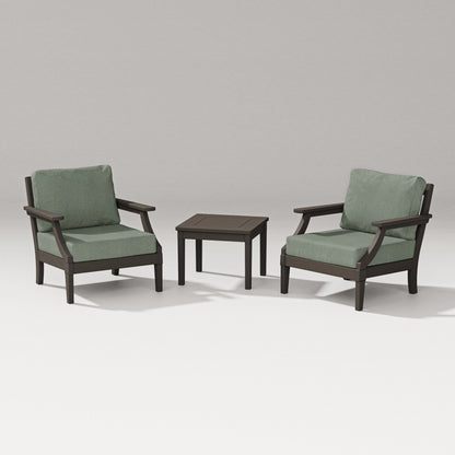 PW Designer Series Estate 3-Piece Lounge Chair Set in Vintage Coffee / Cast Sage