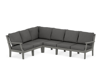 POLYWOOD® Braxton Modular 6-Piece Deep Seating Set in Slate Grey / Spectrum Carbon