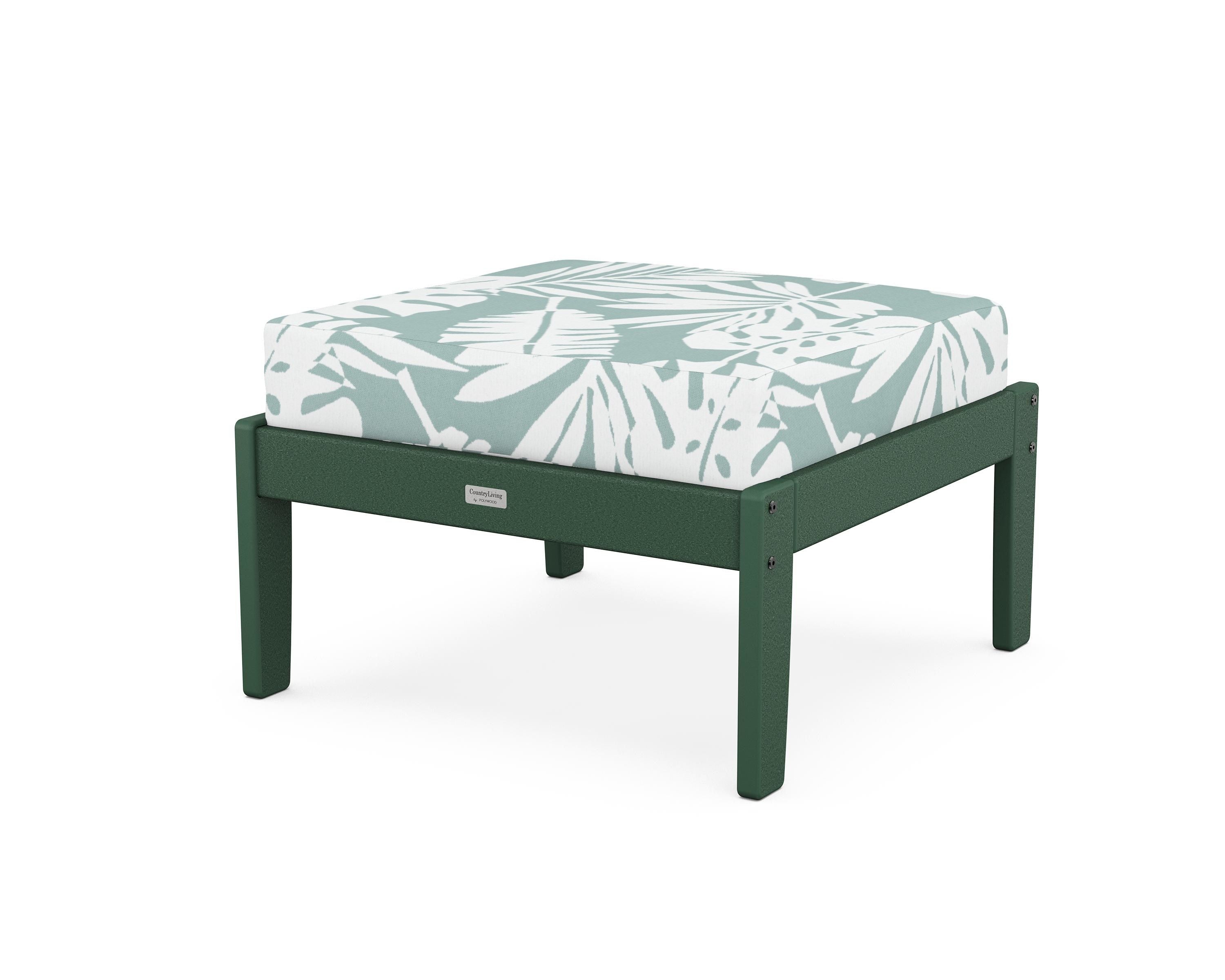 Country Living Cottage Deep Seating Ottoman in Green / Leaf Glacier Spa