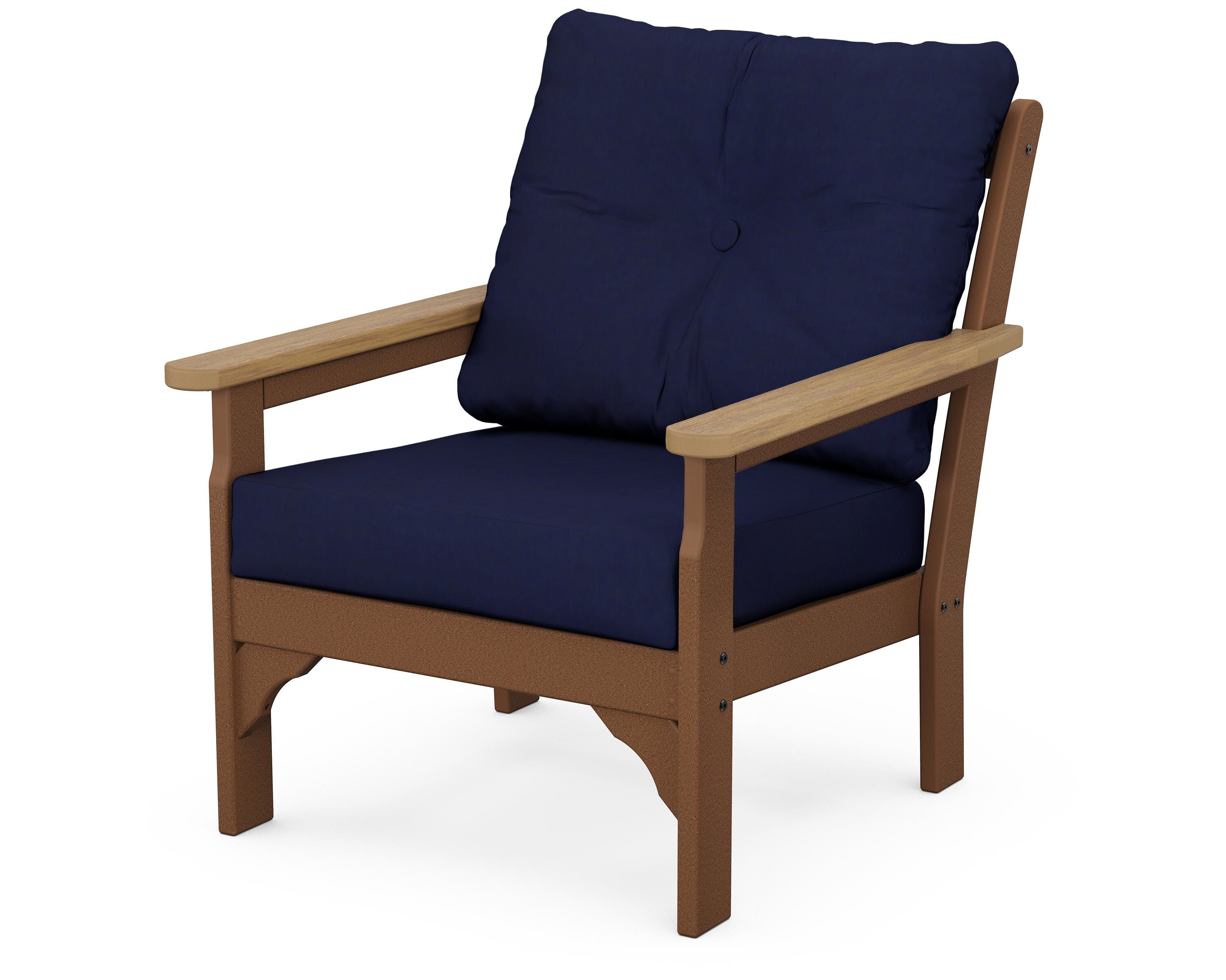 POLYWOOD® Vineyard Deep Seating Chair in Teak / Natural / Navy