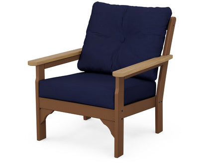 POLYWOOD® Vineyard Deep Seating Chair in Teak / Natural / Navy