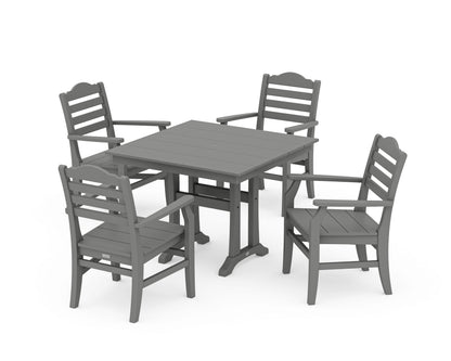 POLYWOOD® Savannah 5-Piece Farmhouse Dining Set with Trestle Legs in Slate Grey