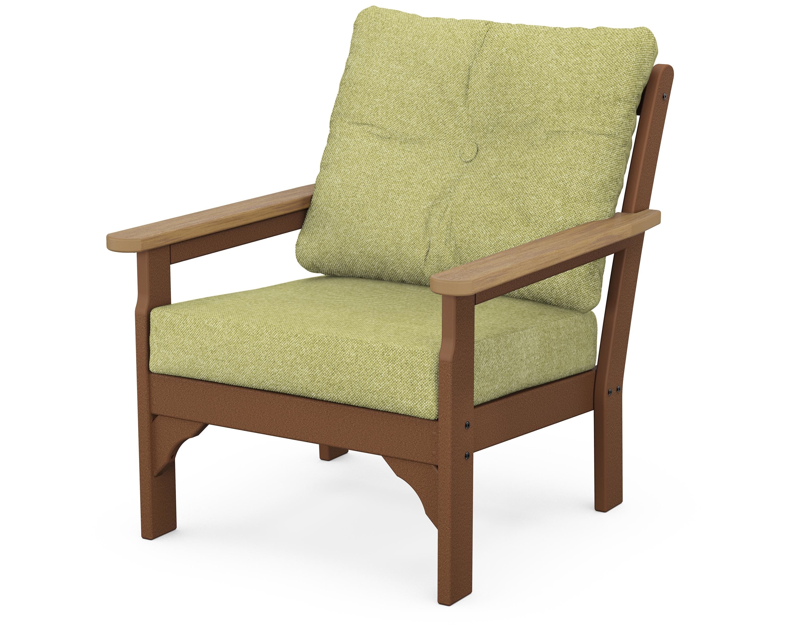 POLYWOOD® Vineyard Deep Seating Chair in Teak / Natural / Chartreuse Boucle