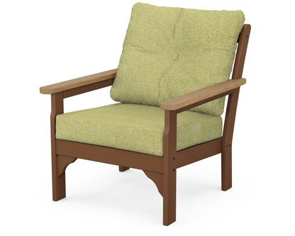 POLYWOOD® Vineyard Deep Seating Chair in Teak / Natural / Chartreuse Boucle