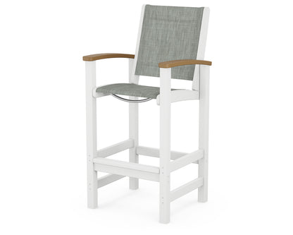 POLYWOOD® Coastal Bar Chair in White / Natural / Birch Sling