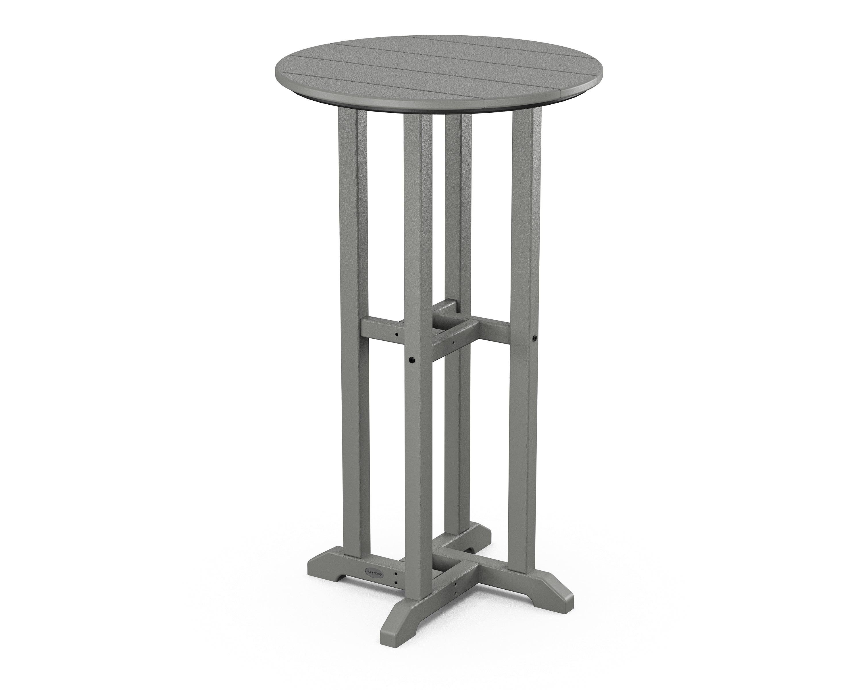 POLYWOOD® 24" Round Farmhouse Bar Bistro Table in Slate Grey