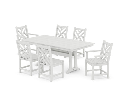 POLYWOOD® Chippendale 7-Piece Farmhouse Trestle Dining Set in White