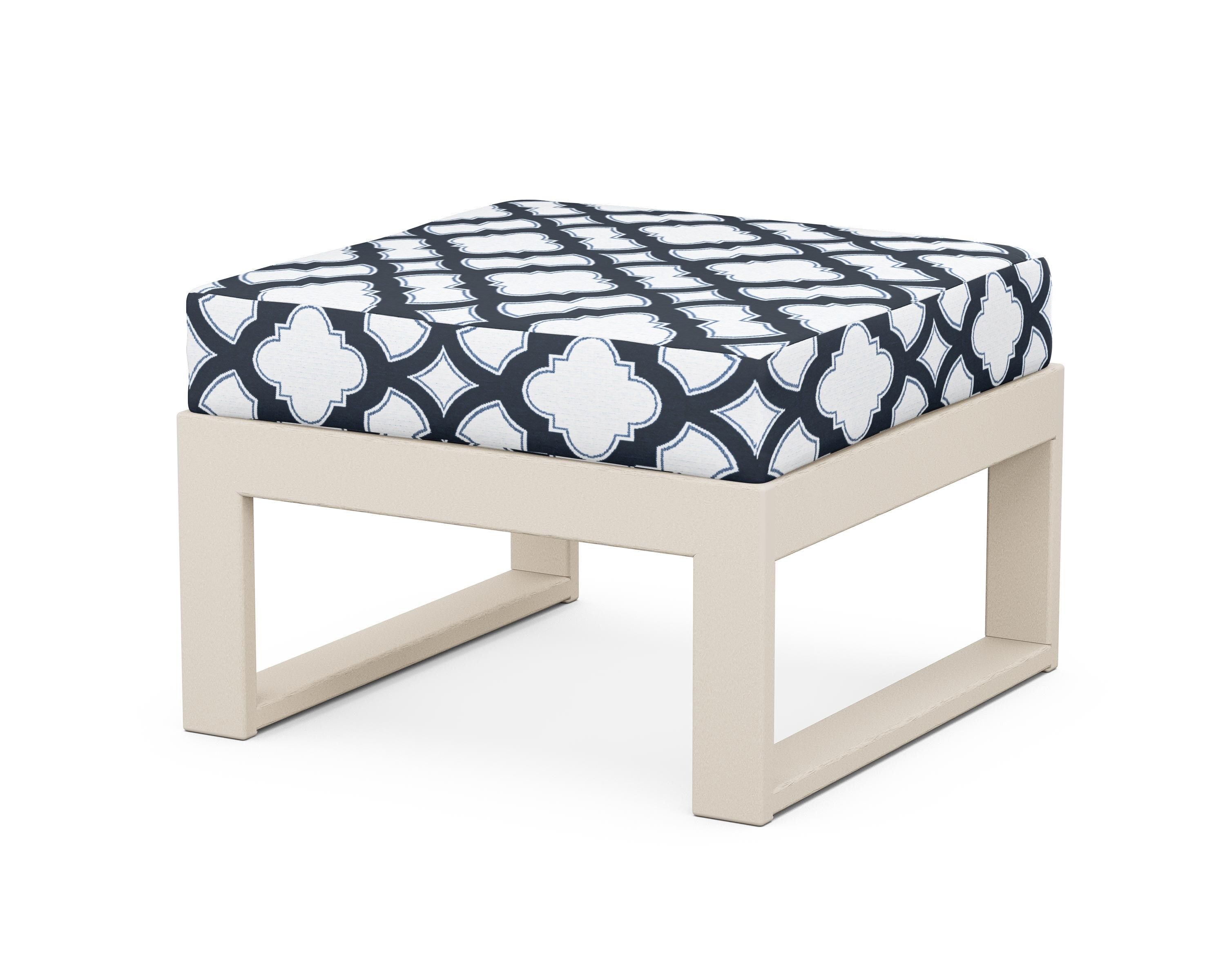 Unbranded Modular Ottoman - Modern in Sand / Trellis Marine Indigo