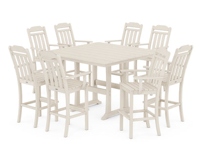 Country Living Cottage 9-Piece Farmhouse Bar Set with Trestle Legs in Sand