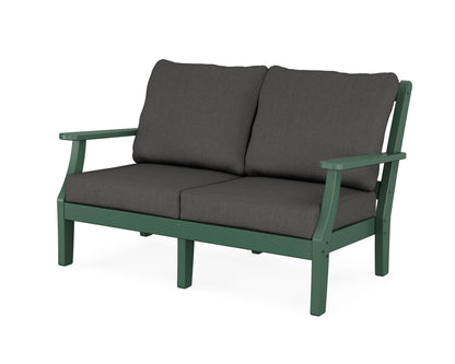 Martha Stewart by POLYWOOD® Chinoiserie Deep Seating Loveseat in Green / Spectrum Carbon