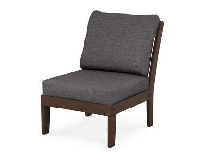 POLYWOOD® Braxton Modular Armless Chair in Mahogany / Ash Charcoal