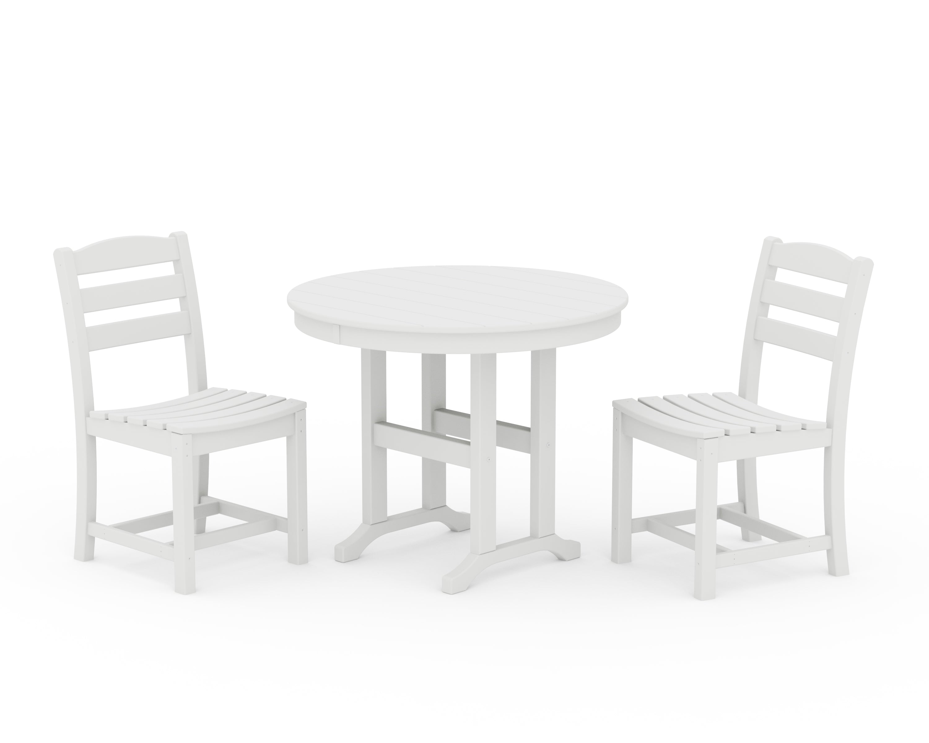 POLYWOOD® La Casa Café Side Chair 3-Piece Round Dining Set in White