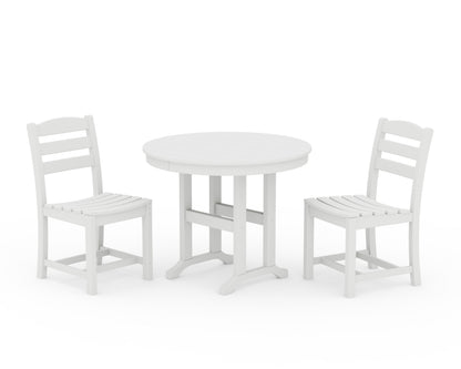 POLYWOOD® La Casa Café Side Chair 3-Piece Round Dining Set in White