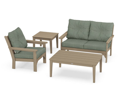 POLYWOOD® Vineyard 4-Piece Deep Seating Set in Vintage Sahara / Cast Sage