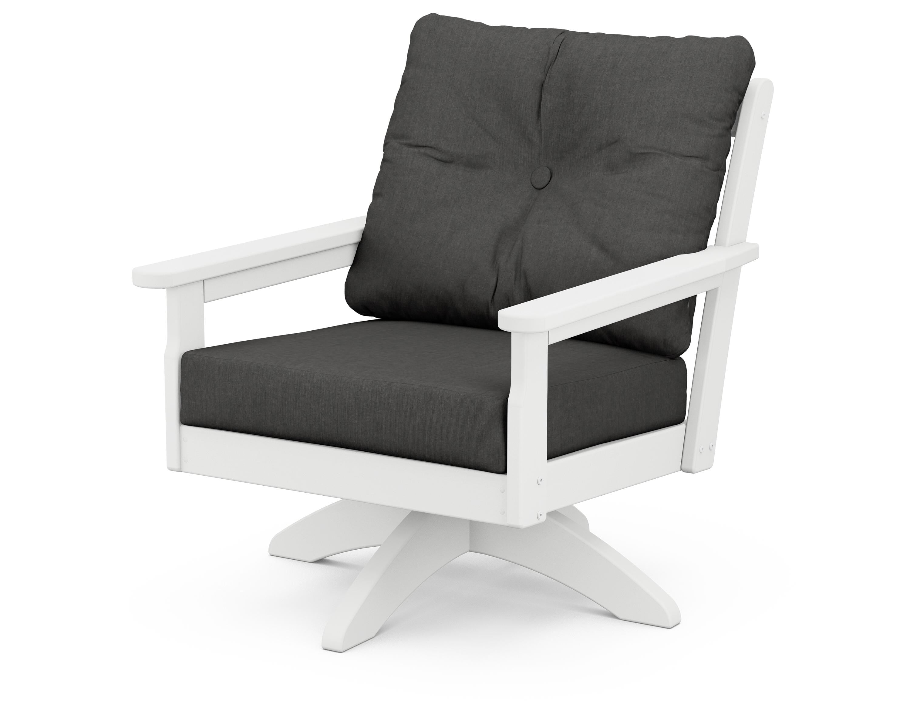 POLYWOOD® Vineyard Deep Seating Swivel Chair in White / Spectrum Carbon