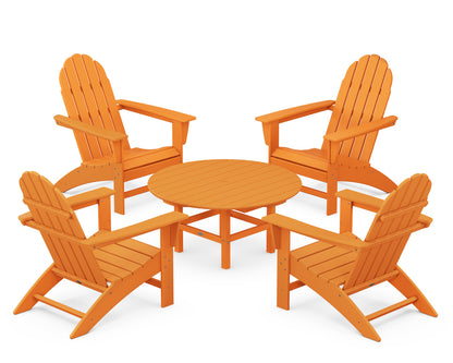 POLYWOOD® Vineyard 5-Piece Adirondack Chair Conversation Set in Tangerine