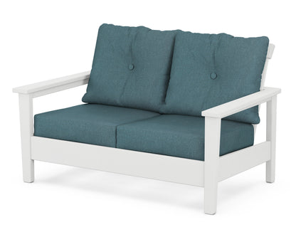 POLYWOOD® Prescott Deep Seating Loveseat in White / Ocean Teal