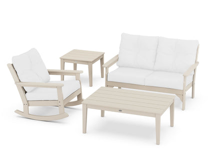 POLYWOOD® Vineyard 4-Piece Deep Seating Rocker Set in Sand / Natural