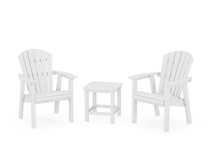 POLYWOOD® Seashell 3-Piece Upright Adirondack Chair Set in White