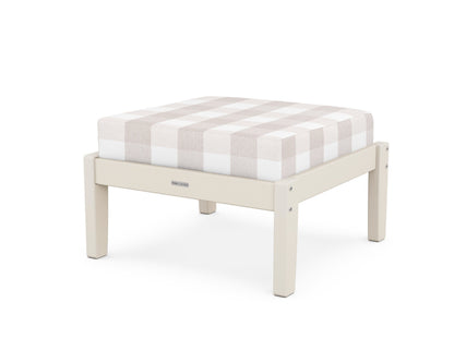 Martha Stewart by POLYWOOD® Chinoiserie Deep Seating Ottoman in Sand / Buffalo Plaid Dune Burlap