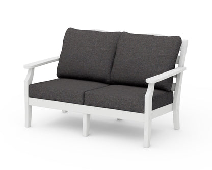 Draper James™ by  POLYWOOD® Savannah Deep Seating Loveseat in White / Ash Charcoal