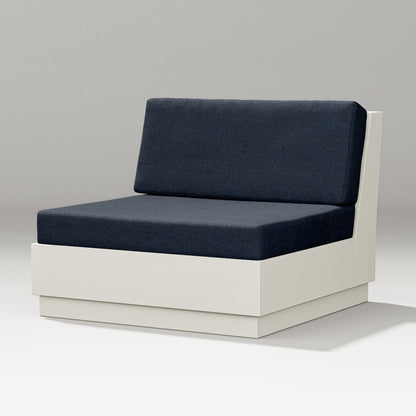 PW Designer Series Elevate Modular Armless Chair in Vintage White / Marine Indigo