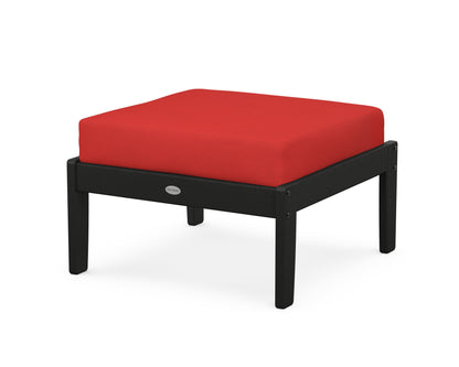 POLYWOOD® Braxton Deep Seating Ottoman in Black / Crimson Linen