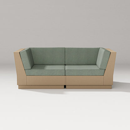PW Designer Series Elevate Loveseat Sectional in Vintage Sahara / Cast Sage