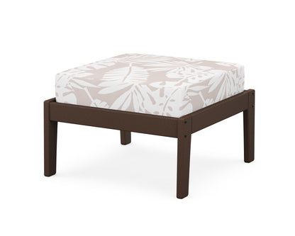 Unbranded Deep Seating Ottoman in Mahogany / Leaf Dune Burlap