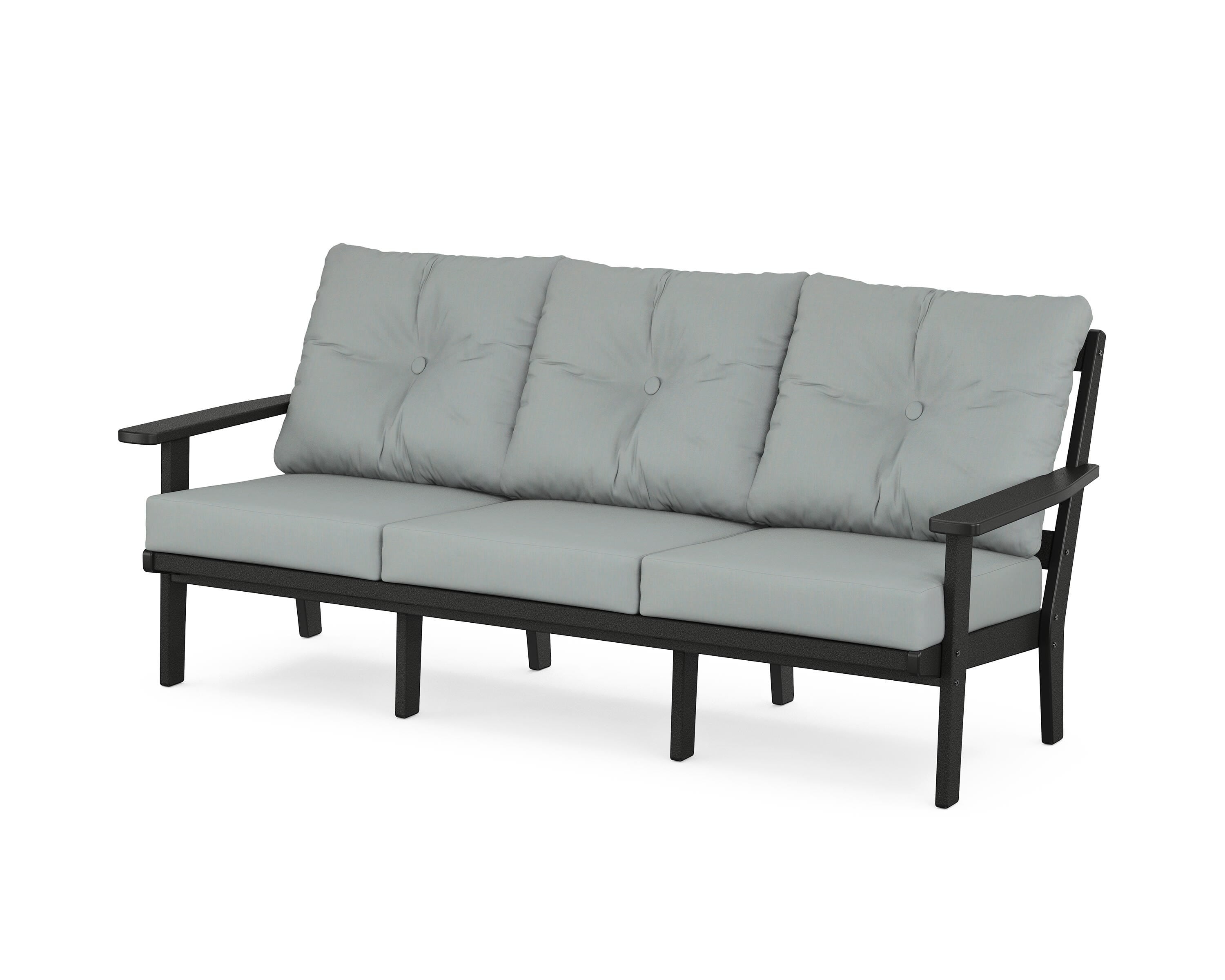POLYWOOD® Prairie Deep Seating Sofa in Black / Spa