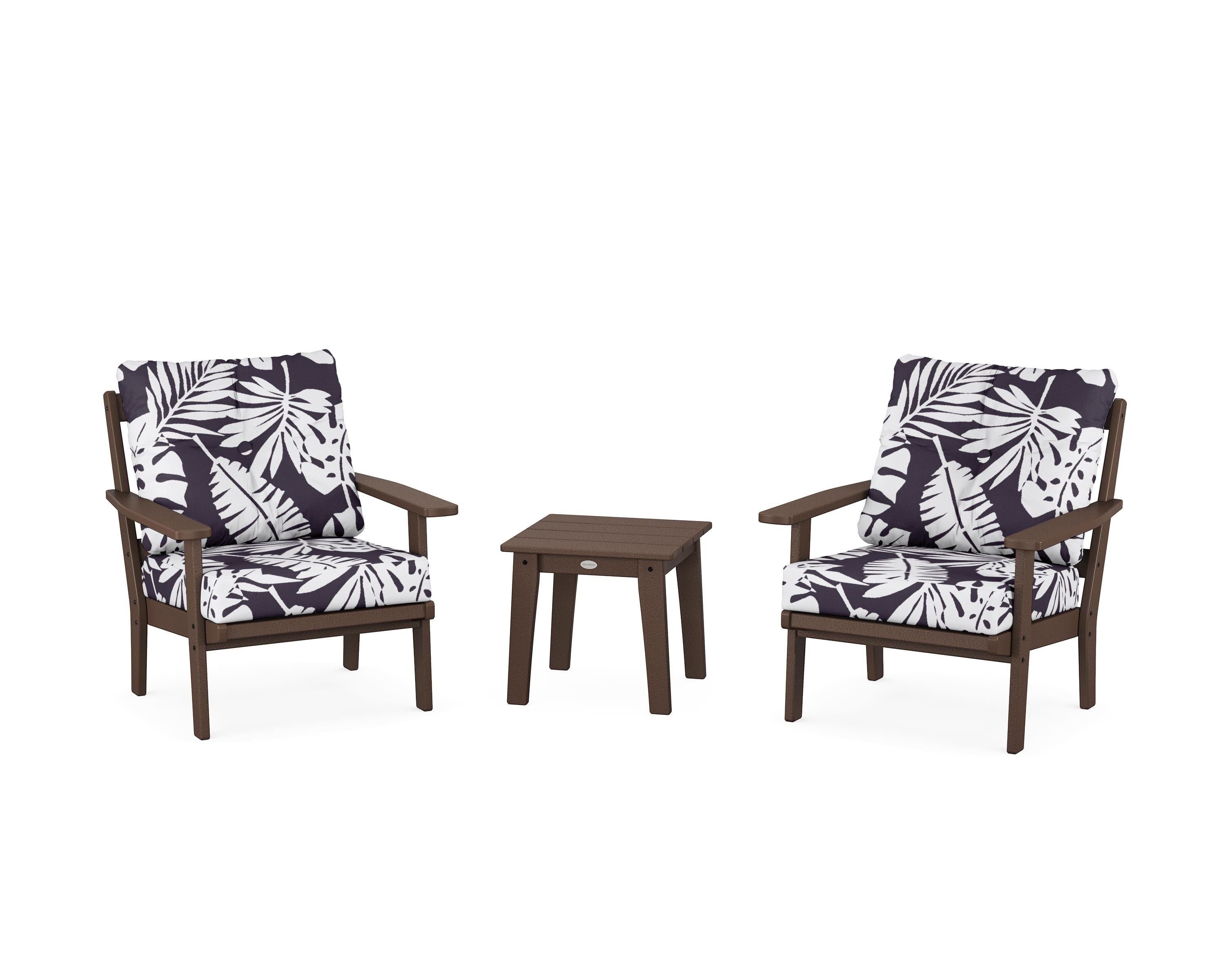 POLYWOOD® Prairie 3-Piece Deep Seating Set in Mahogany / Leaf Navy