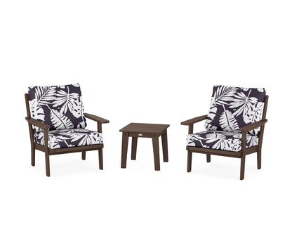 POLYWOOD® Prairie 3-Piece Deep Seating Set in Mahogany / Leaf Navy