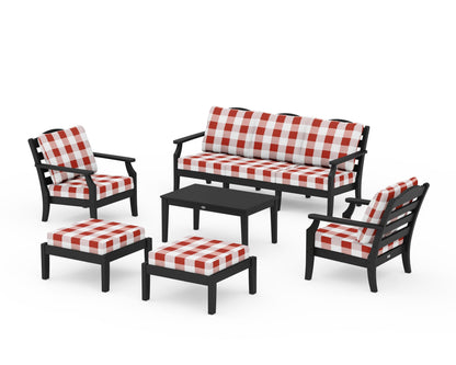 Draper James™ by  POLYWOOD® Savannah 6-Piece Lounge Sofa Set in Black / Buffalo Plaid Crimson