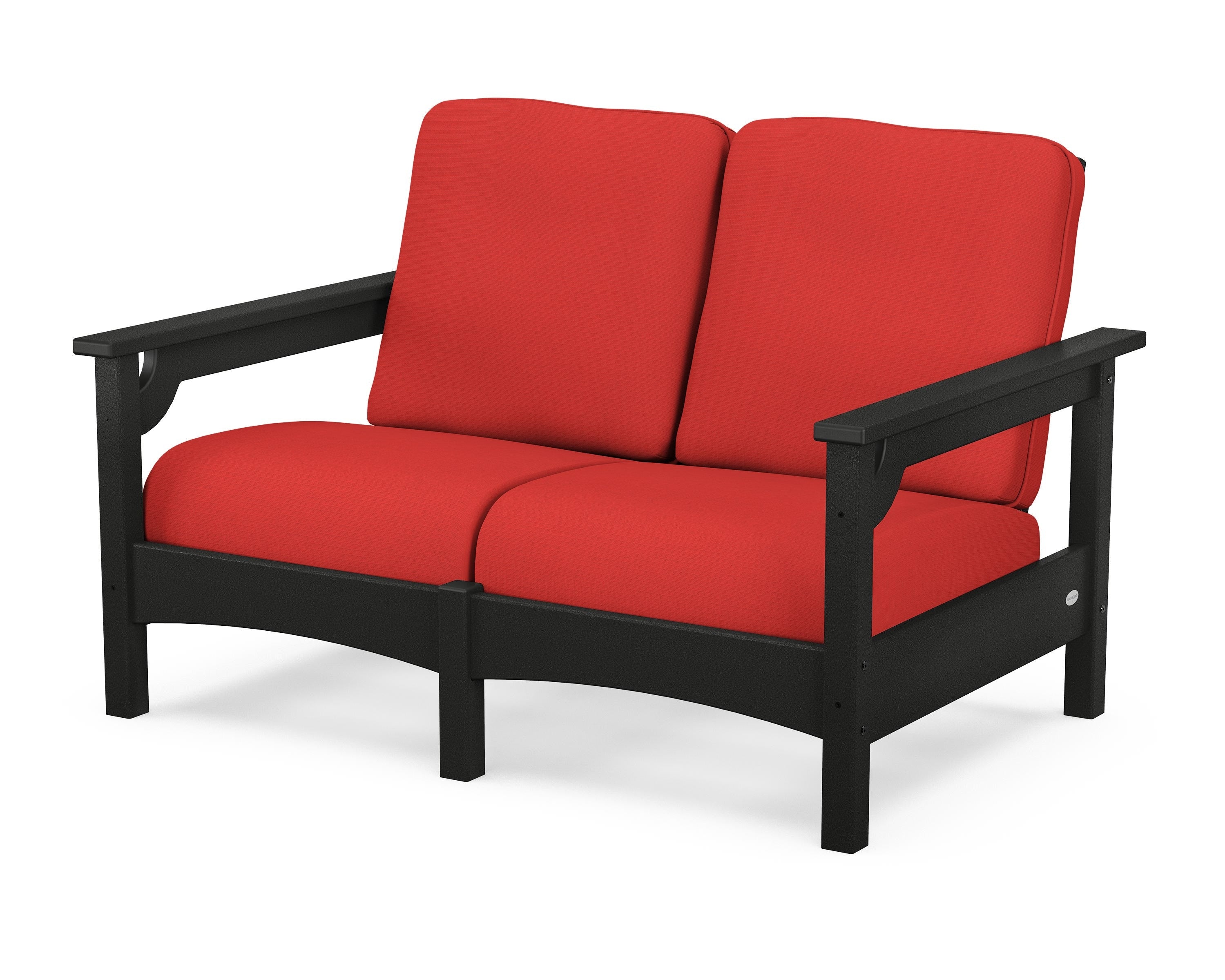 POLYWOOD® Club Loveseat in Black / Crimson Linen