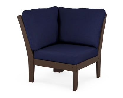 POLYWOOD® Braxton Modular Corner Chair in Mahogany / Navy