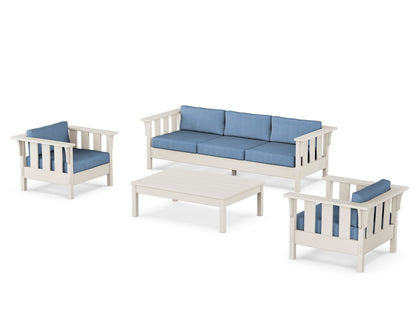 Martha Stewart by POLYWOOD® Acadia 4-Piece Deep Seating Set with Sofa in Sand / Sky Blue