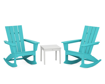 POLYWOOD® Quattro 3-Piece Rocker Set in Aruba / White