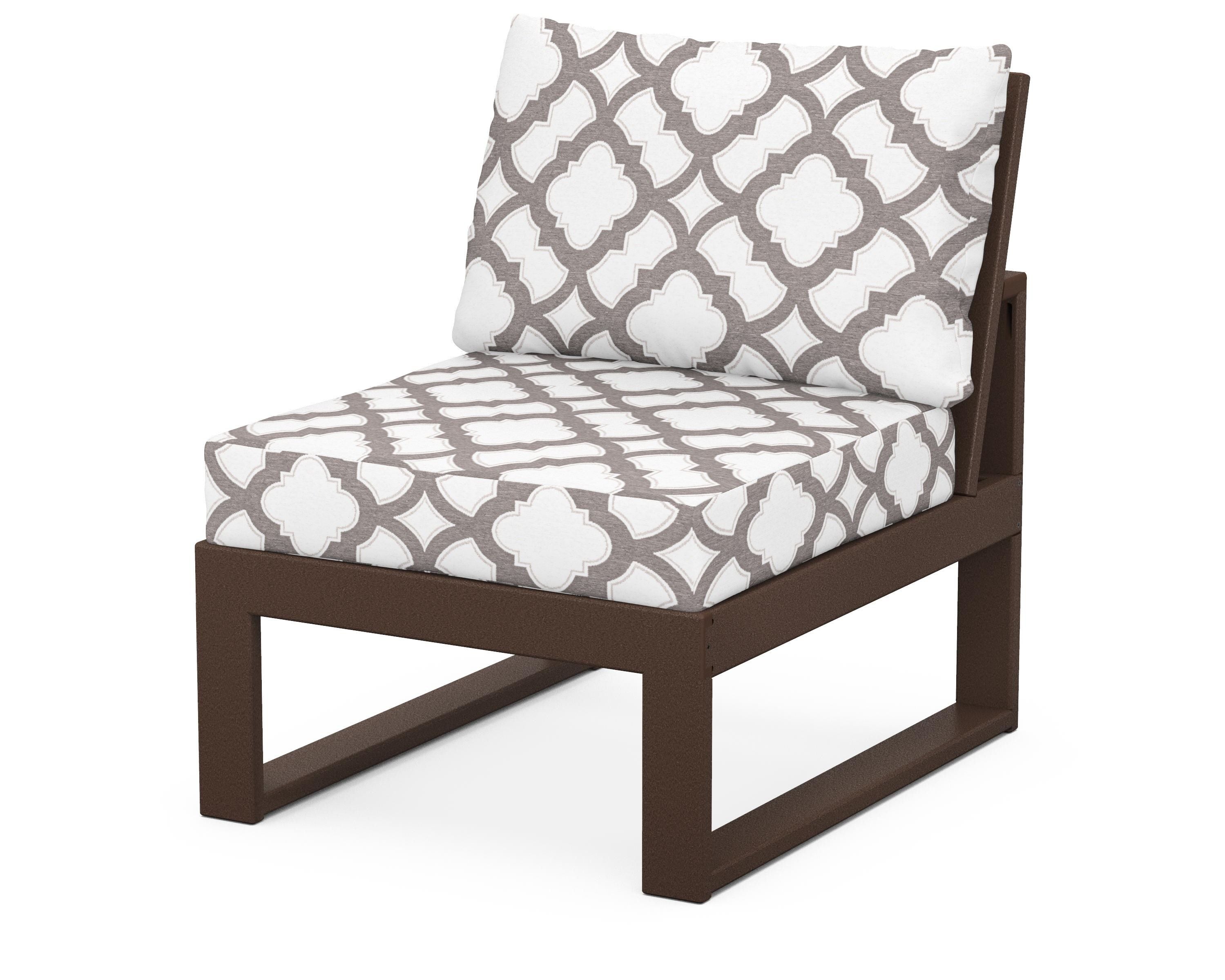 Unbranded Modular Armless Chair in Mahogany / Trellis Grey Mist