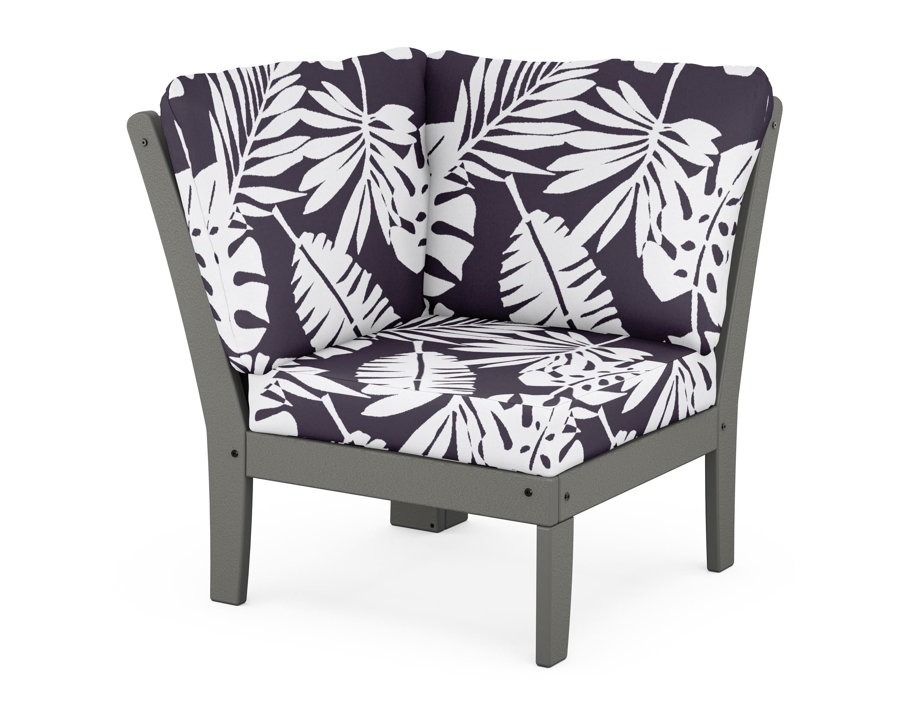 POLYWOOD® Braxton Modular Corner Chair in Slate Grey / Leaf Navy