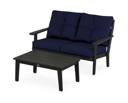 POLYWOOD® Lakeside 2-Piece Lounge Loveseat Set in Black / Navy