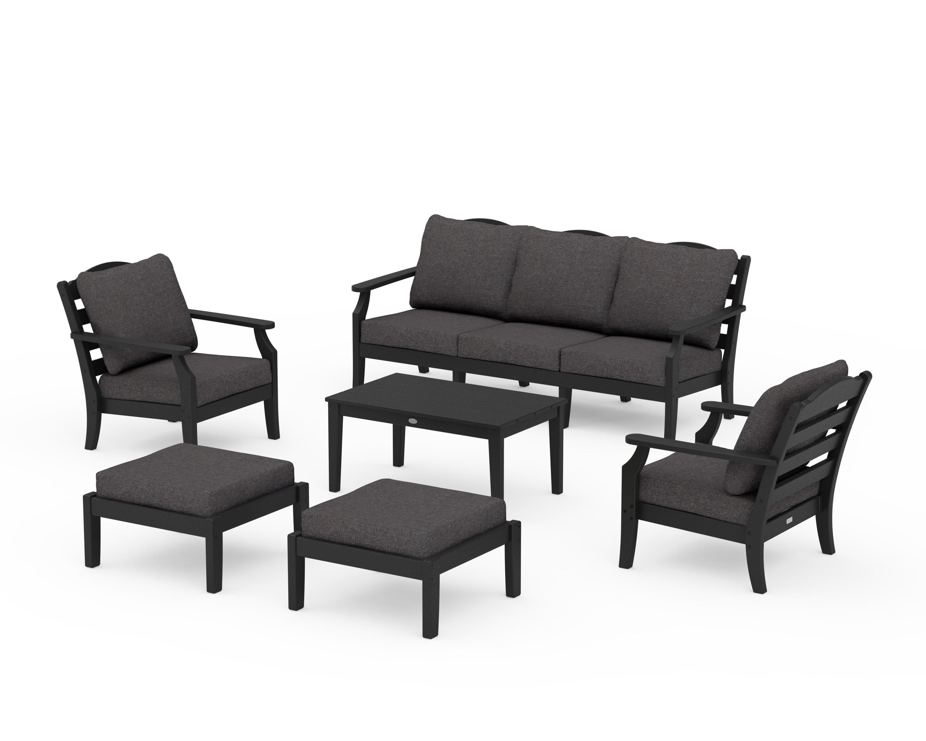 Draper James™ by  POLYWOOD® Savannah 6-Piece Lounge Sofa Set in Black / Ash Charcoal