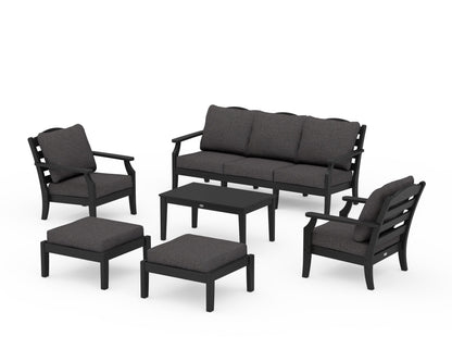 Draper James™ by  POLYWOOD® Savannah 6-Piece Lounge Sofa Set in Black / Ash Charcoal
