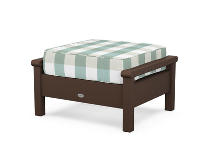 POLYWOOD® Harbour Deep Seating Ottoman in Mahogany / Buffalo Plaid Glacier Spa