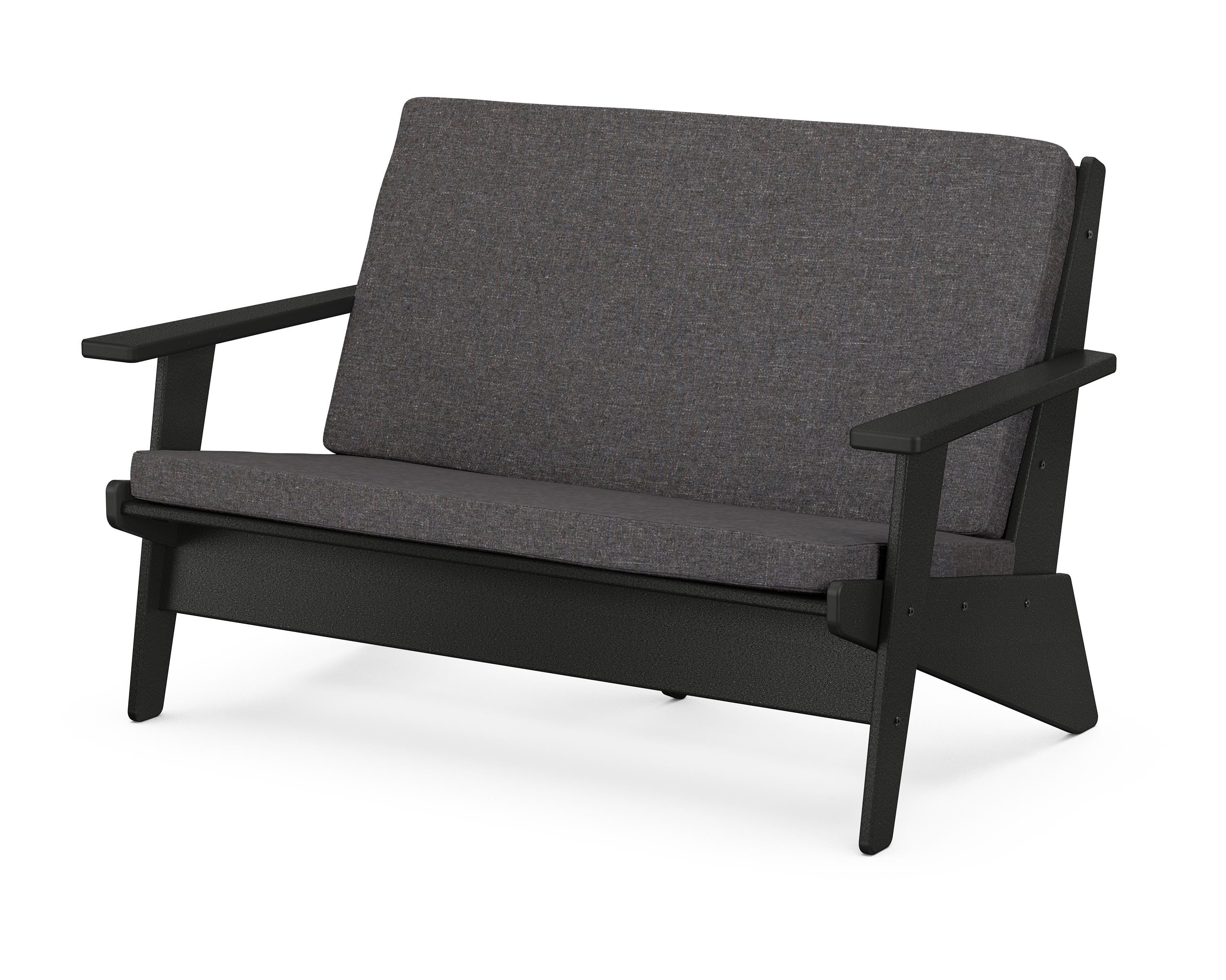 POLYWOOD® Riviera Modern Lounge Loveseat in Black / Ash Charcoal