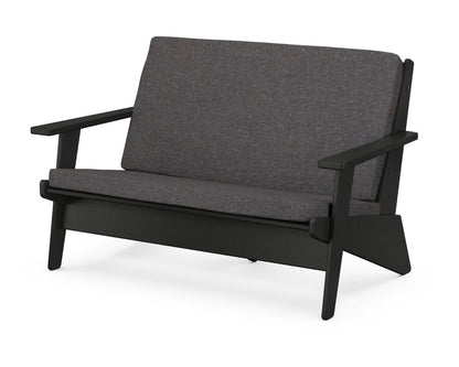 POLYWOOD® Riviera Modern Lounge Loveseat in Black / Ash Charcoal