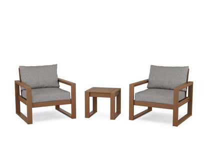 POLYWOOD® EDGE Sectional 3-Piece Deep Seating Set in Teak / Grey Mist